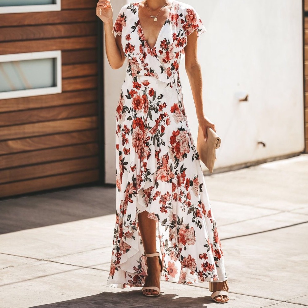 Korakia Floral Ruffle Dress- Vici Size XS